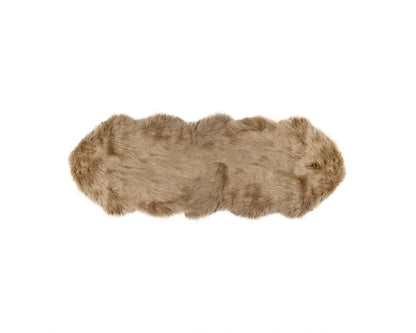 6' Tan Faux Sheepskin Washable Area Rug