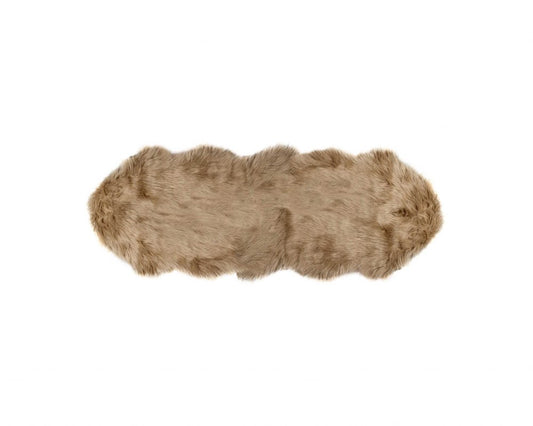 6' Tan Faux Sheepskin Washable Area Rug