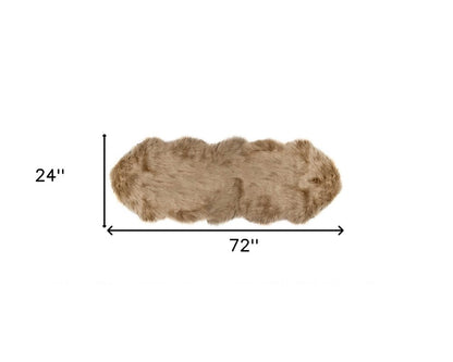 6' Tan Faux Sheepskin Washable Area Rug