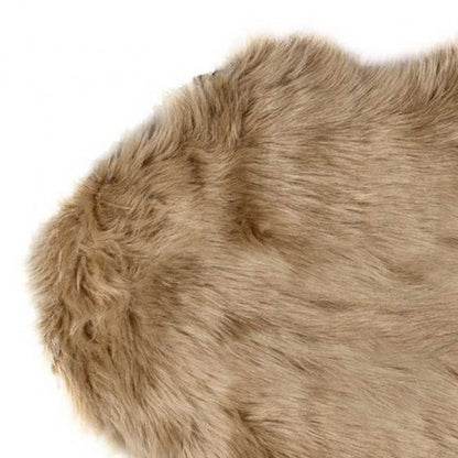 6' Tan Faux Sheepskin Washable Area Rug