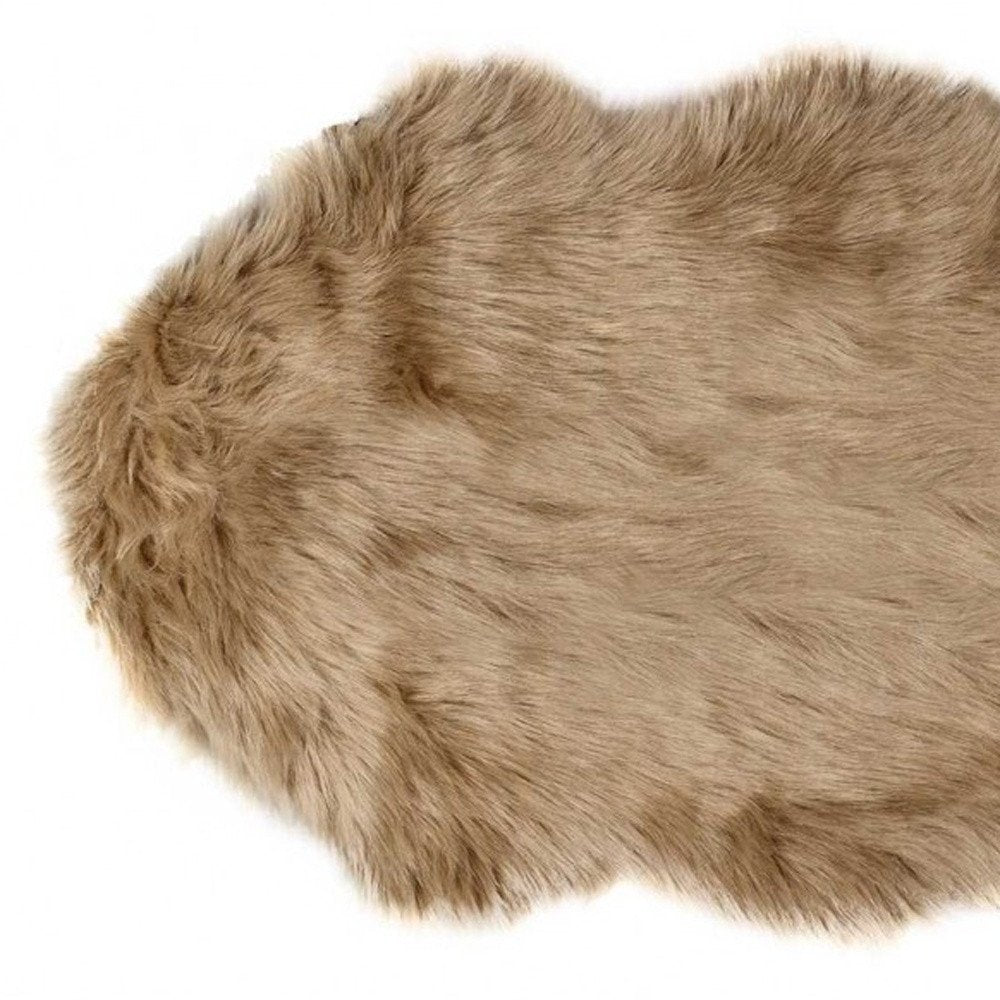6' Tan Faux Sheepskin Washable Area Rug