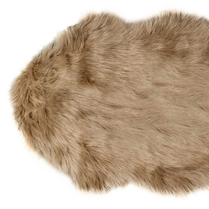 6' Tan Faux Sheepskin Washable Area Rug