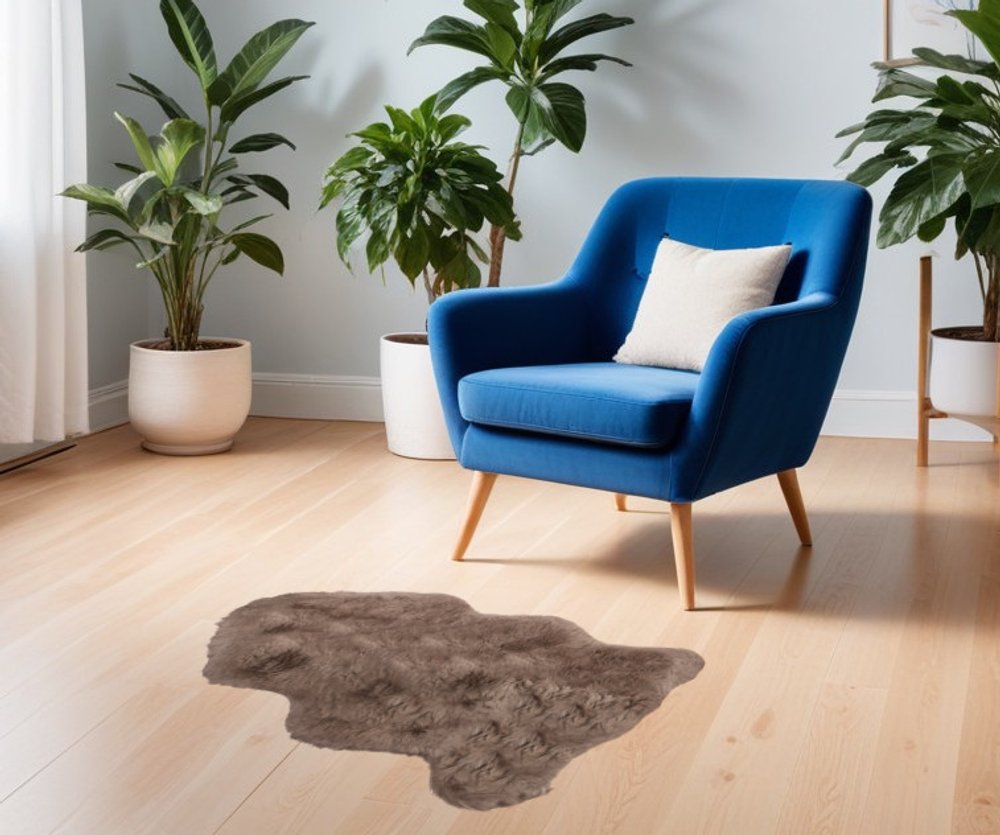 2' X 3' Taupe Genuine Sheepskin Shag Area Rug