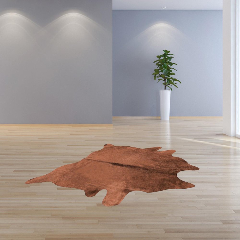 6' X 7' Gold Cowhide Cowhide Print Area Rug