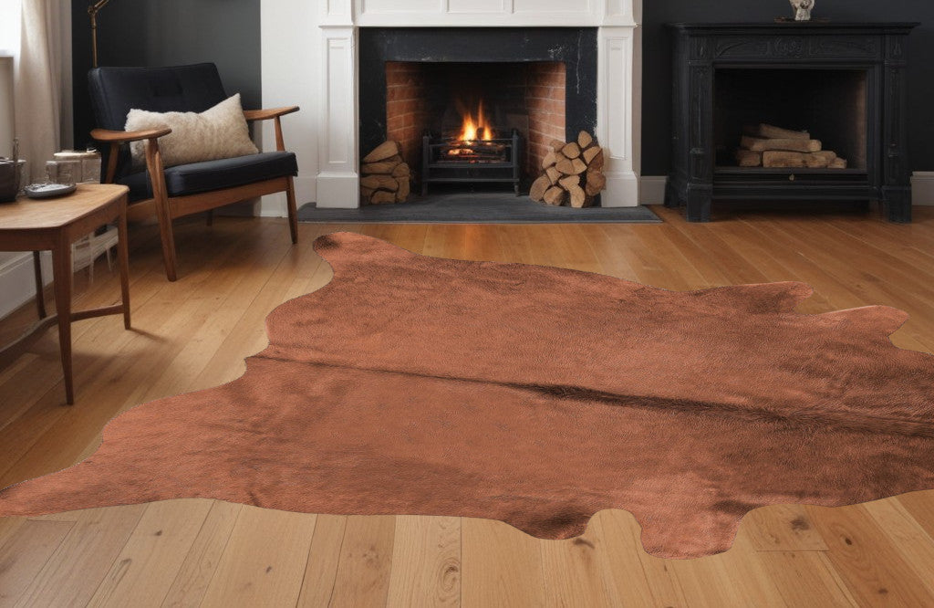 72" X 84" Burgundy Cowhide  Rug