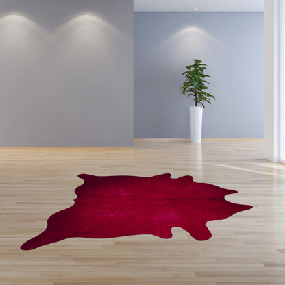 72" X 84" Burgundy Cowhide  Rug