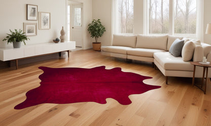 72" X 84" Burgundy Cowhide  Rug