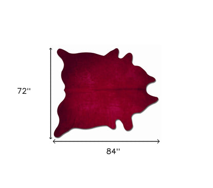 72" X 84" Burgundy Cowhide  Rug