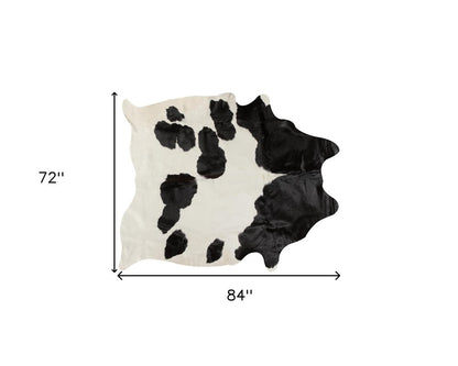 6' X 7' Black And White Cowhide Cowhide Print Area Rug