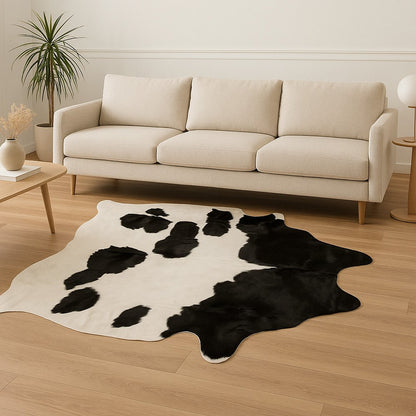 6' X 7' Black And White Cowhide Cowhide Print Area Rug