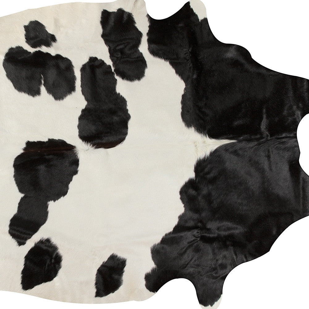 72" X 84" White And Black Cowhide  Rug