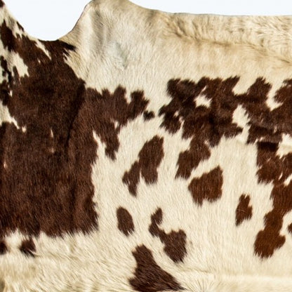 6' X 7' Brown and White Cowhide Handmade Area Rug