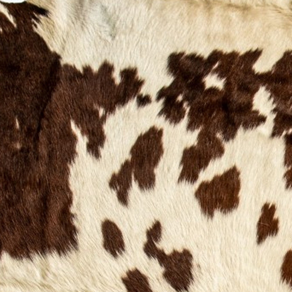 6' X 7' Brown and White Cowhide Handmade Area Rug