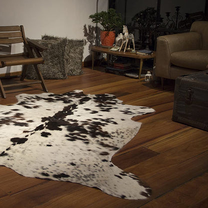 6' X 7' Brown and White Cowhide Handmade Area Rug