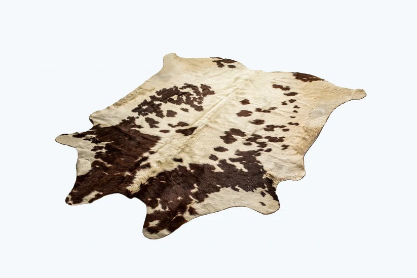 6' X 7' Brown and White Cowhide Handmade Area Rug