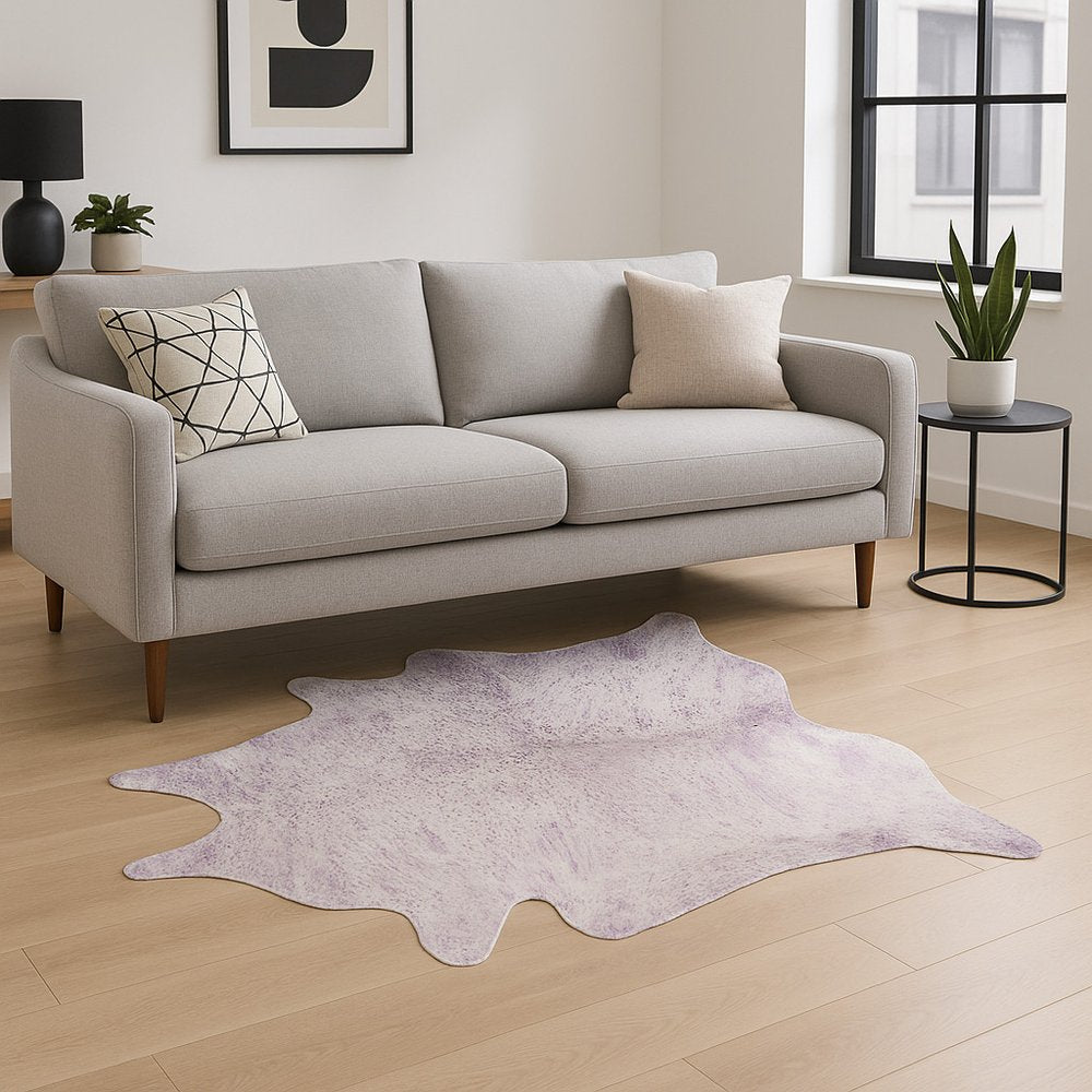 6' X 7' Gray Cowhide Cowhide Print Area Rug