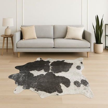 6' X 7' Gray Cowhide Cowhide Print Area Rug