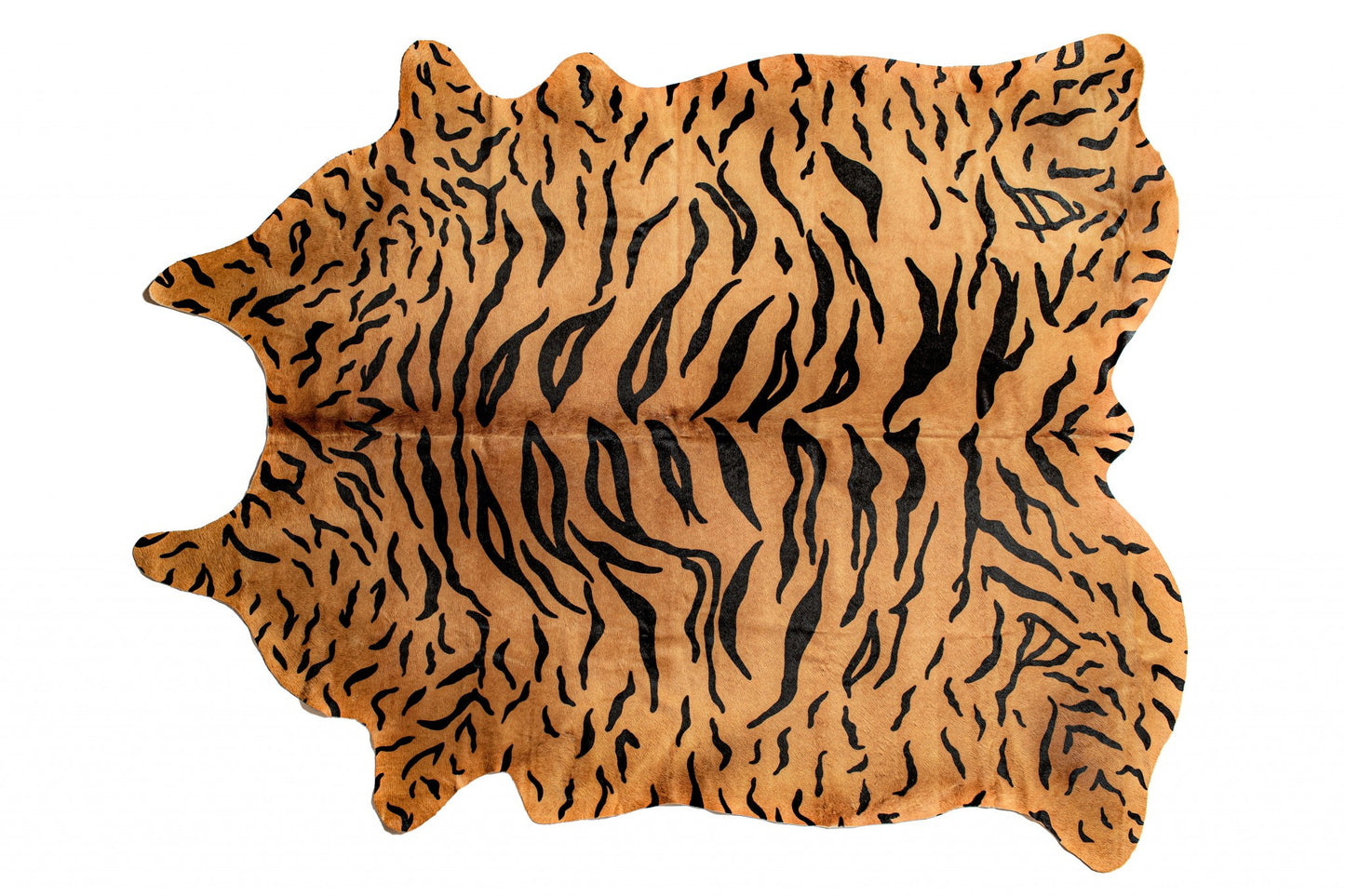 72" X 84" Tiger Black On Natural Cowhide  Rug