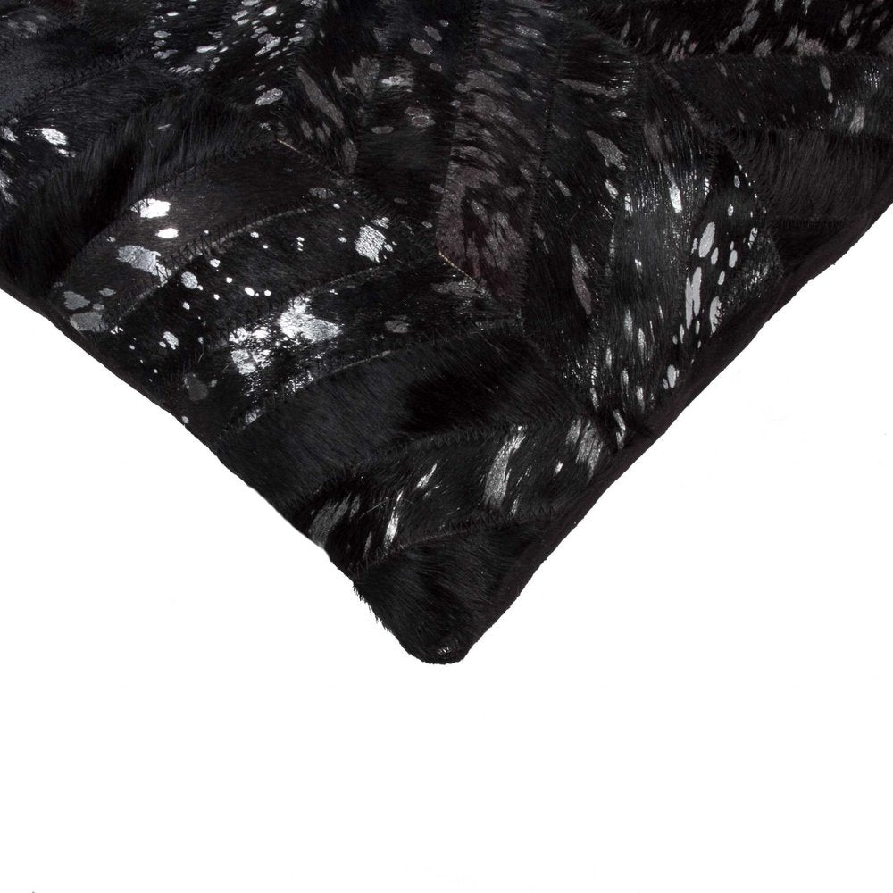 18" Natural And Gold Cowhide Throw Pillow
