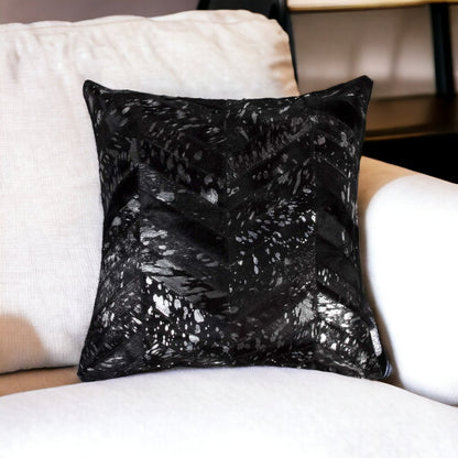 18" Natural And Gold Cowhide Throw Pillow
