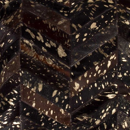 18" Natural And Gold Cowhide Throw Pillow