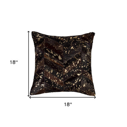 18" Natural And Gold Cowhide Throw Pillow