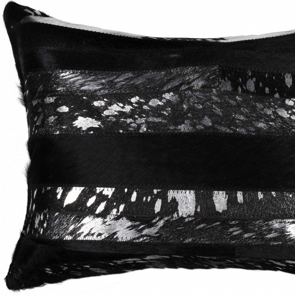 12" X 20" Natural And Gold Cowhide Throw Pillow