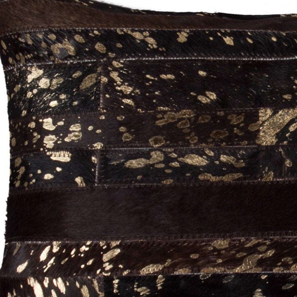12" X 20" Black and Silver Cowhide Throw Pillow