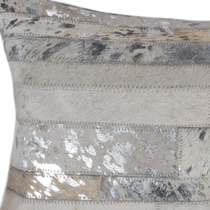 12" X 20" Gray Cowhide Throw Pillow