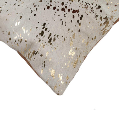 18" Black and Silver Cowhide Throw Pillow