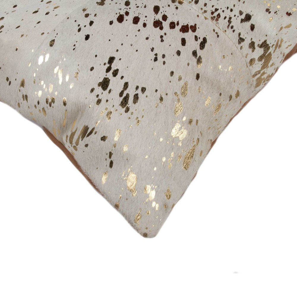 18" Black and Silver Cowhide Throw Pillow