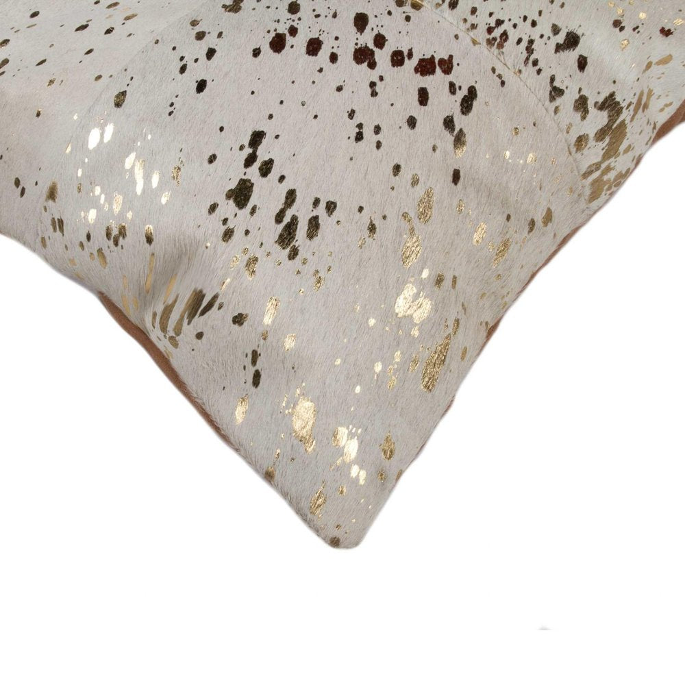 18" Black and Silver Cowhide Throw Pillow