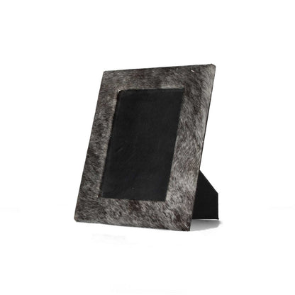 4" x 6" Gray Cowhide Tabletop Picture Frame with Mat
