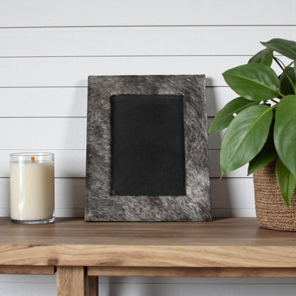 4" x 6" Natural Cowhide Tabletop Picture Frame with Mat