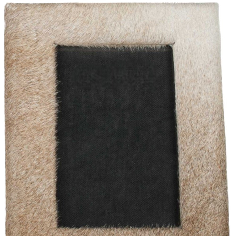 4" x 6" Natural Cowhide Tabletop Picture Frame with Mat