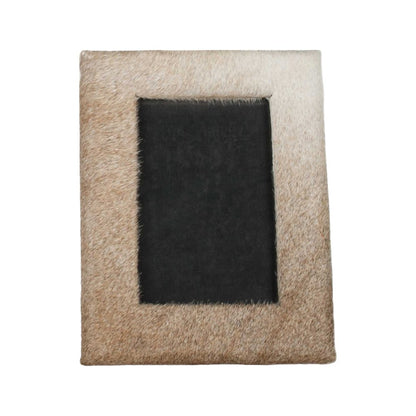 4" x 6" Natural Cowhide Tabletop Picture Frame with Mat