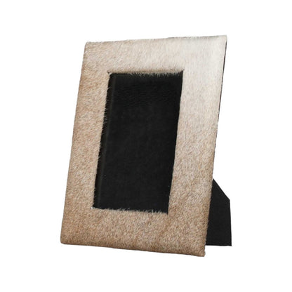 4" x 6" Natural Cowhide Tabletop Picture Frame with Mat