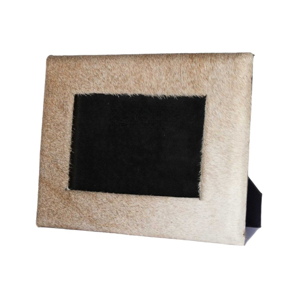 4" x 6" Natural Cowhide Tabletop Picture Frame with Mat