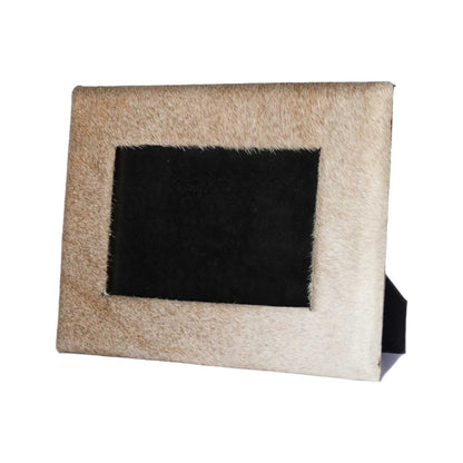4" x 6" Gray Cowhide Tabletop Picture Frame with Mat