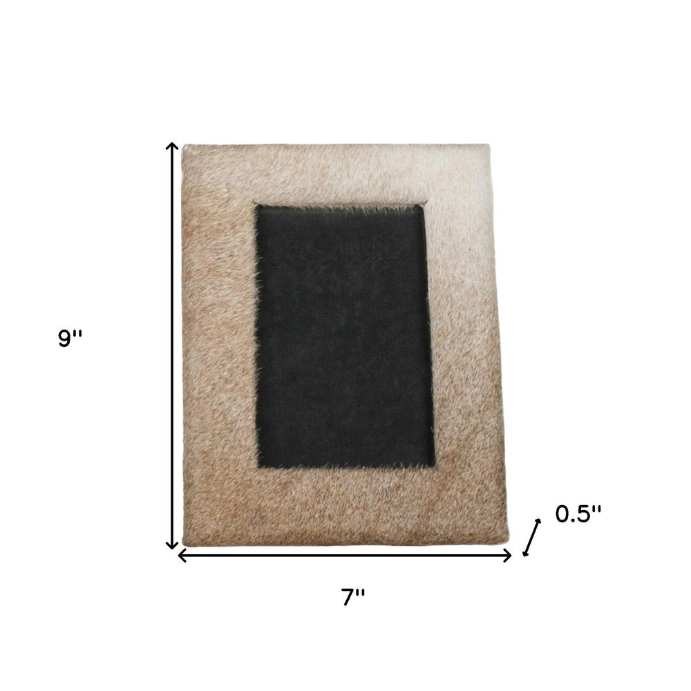 4" x 6" Natural Cowhide Tabletop Picture Frame with Mat
