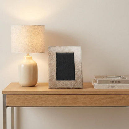 4" x 6" Natural Cowhide Tabletop Picture Frame with Mat