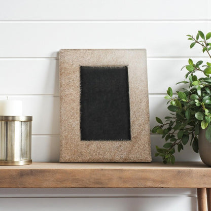 8" x 10" Natural Cowhide Tabletop Picture Frame with Mat