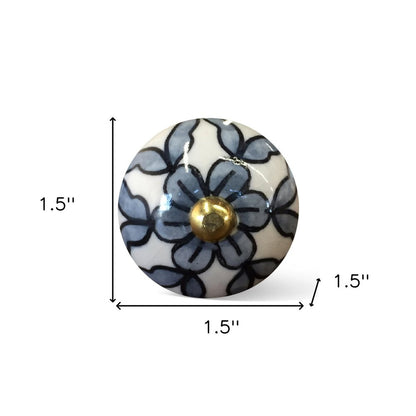 1.5" X 1.5" X 1.5" White Blue And Black  Knobs 12 Pack