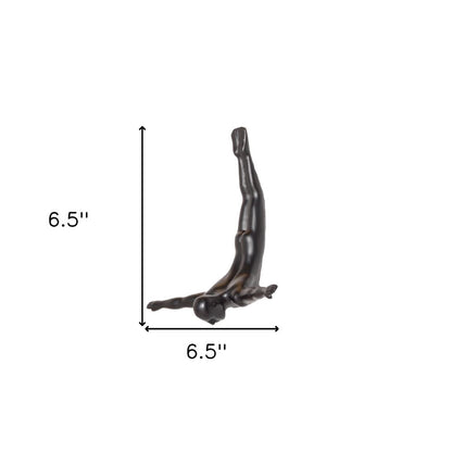 7" X 7" Black Resin Diving Man Hanging Dimensional Sculpture