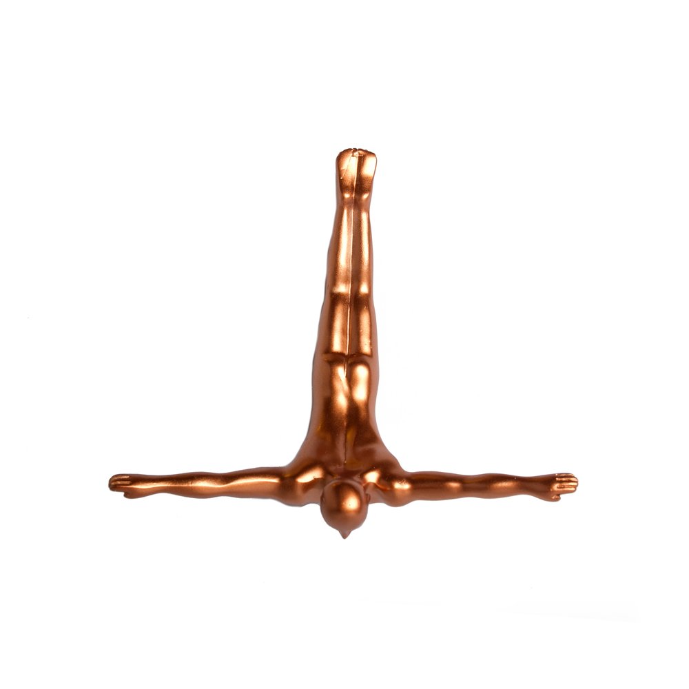 7" X 7" Gold Resin Diving Man Hanging Dimensional Sculpture