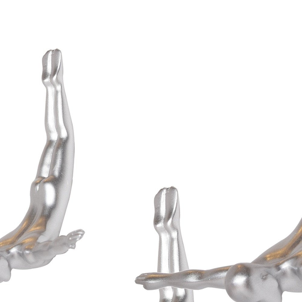 Set of Three White Resin Diving Man Hanging Dimensional Sculpture