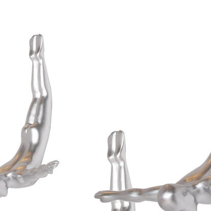 Set of Three White Resin Diving Man Hanging Dimensional Sculpture