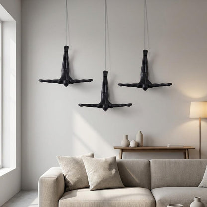 Set of Three White Resin Diving Man Hanging Dimensional Sculpture