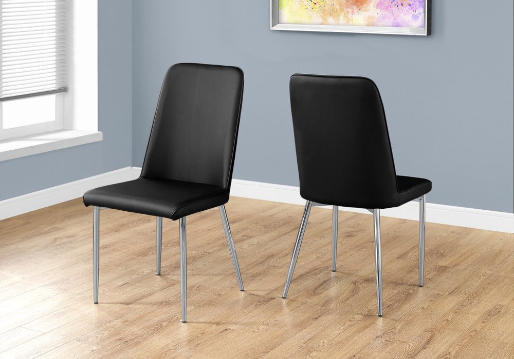 Set of Two White And Silver Upholstered Faux Leather Dining Side Chairs