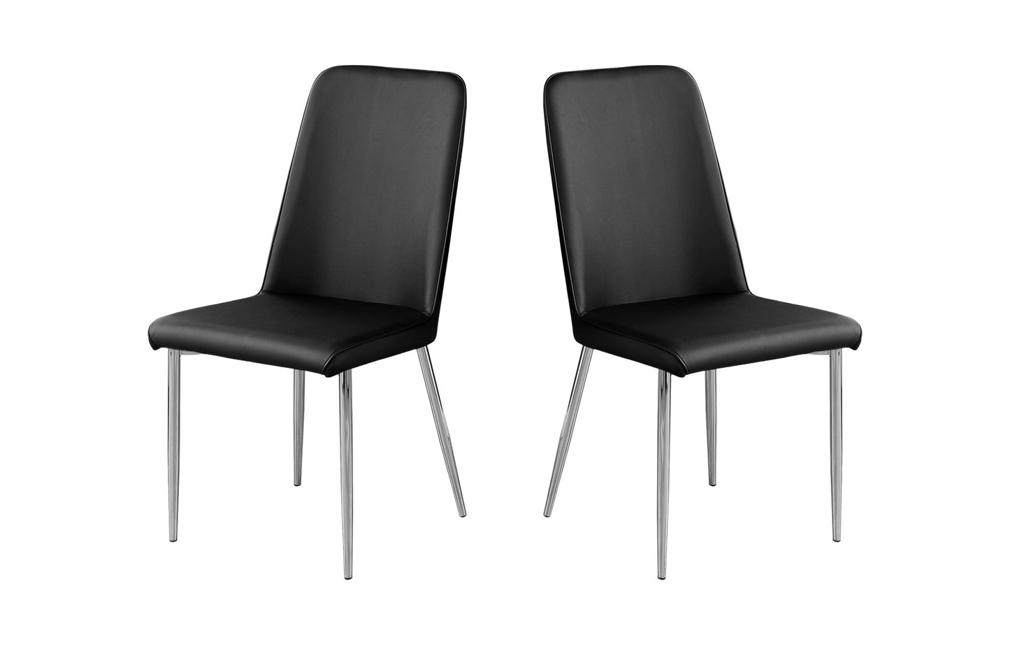 Set of Two Black And Silver Upholstered Faux Leather Dining Side Chairs